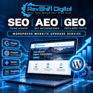 RevShift Digital SEO, AEO and GEO WordPress website optimization service for Google Search and AI platforms including ChatGPT, Gemini and Perplexity.